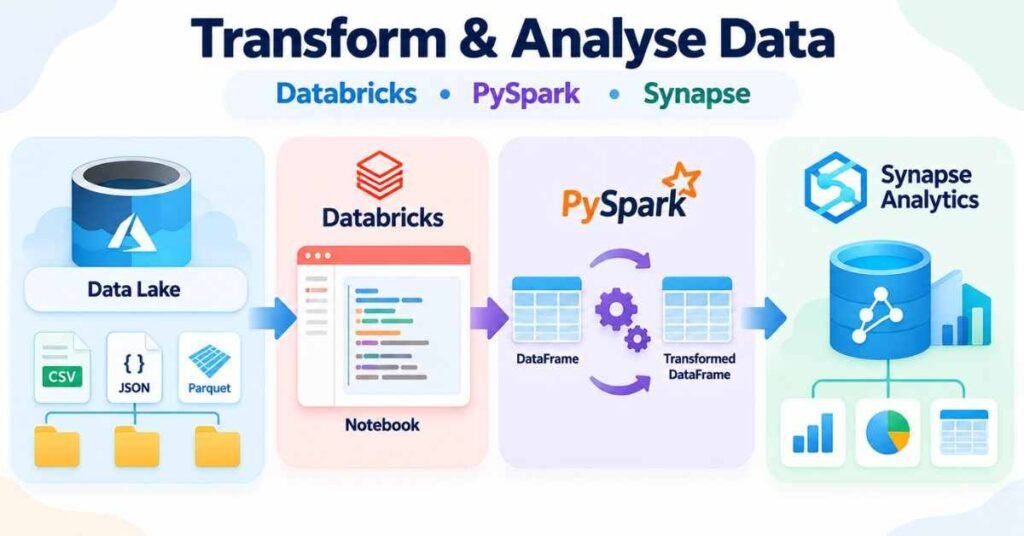 Databricks, PySpark and Synapse workflow for transforming and analysing cloud data. | FLM | FrontlinesEduTech |