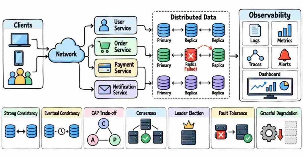 Distributed systems consistency fault tolerance and observability