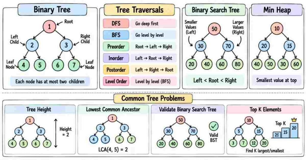 Python trees binary search trees and heaps for DSA interviews