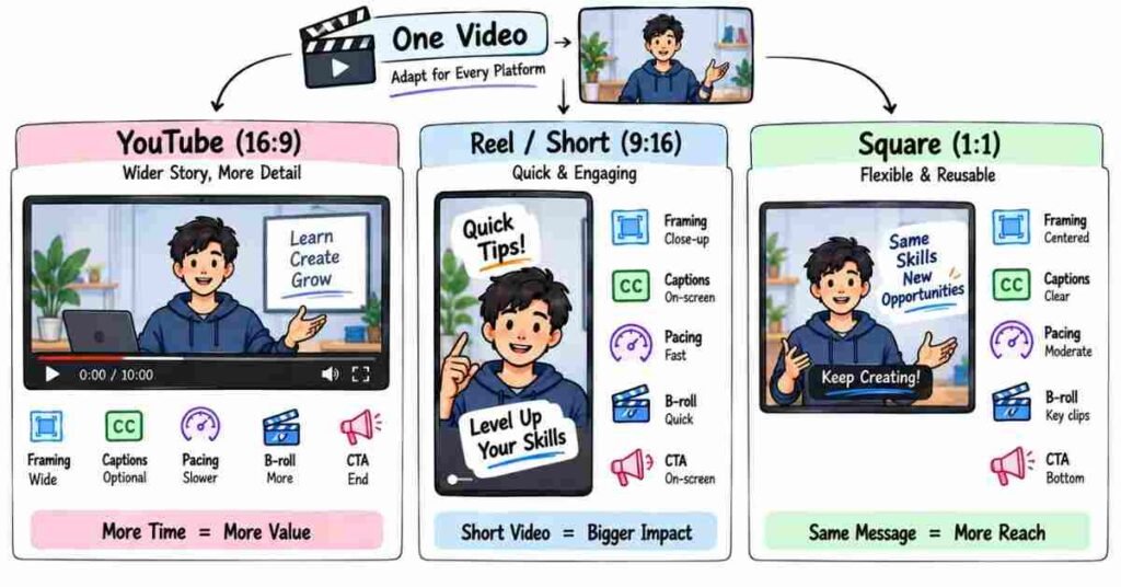 YouTube Reel and social media video editing formats comparison
