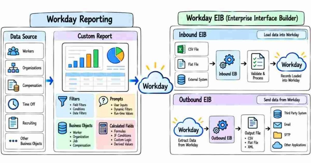 Workday reporting calculated fields inbound and outbound EIB