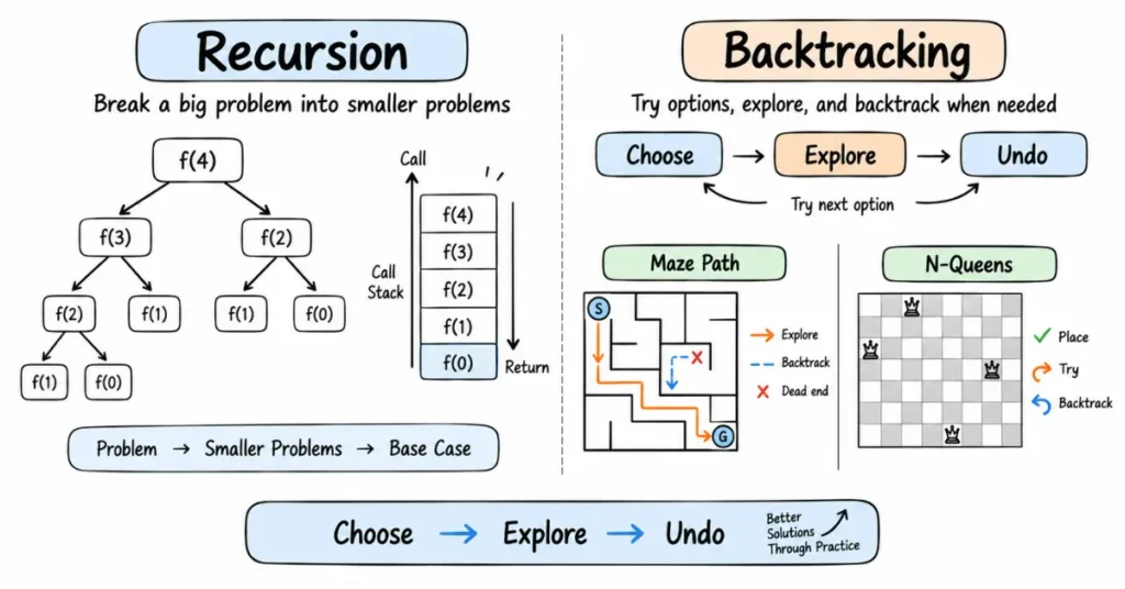 recursion and backtracking in Java DSA