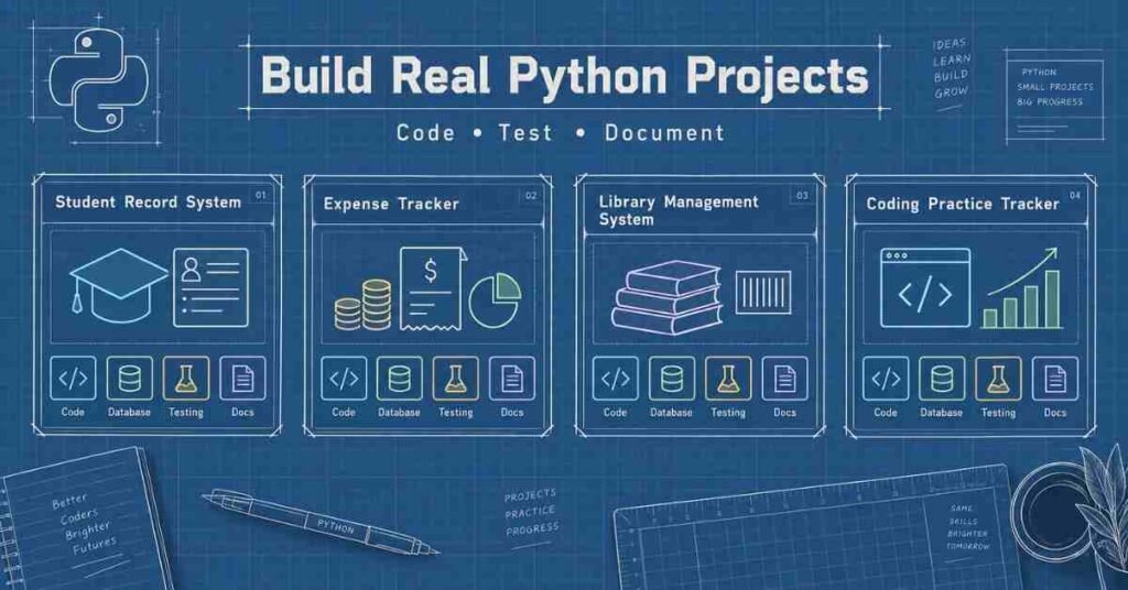Python project portfolio visual with beginner applications, coding practice and documentation. | FLM | FrontlinesEduTech |