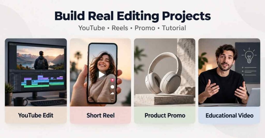 Video editing portfolio project ideas including YouTube videos, reels, promos and tutorials. | FLM | FrontlinesEduTech |