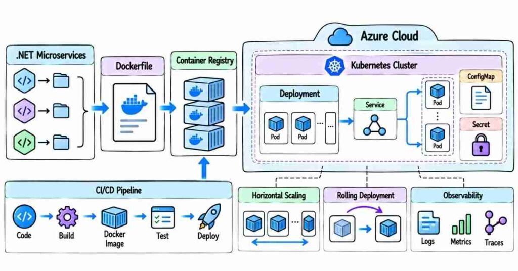 Docker Kubernetes Azure cloud deployment and CI/CD for .NET Microservices