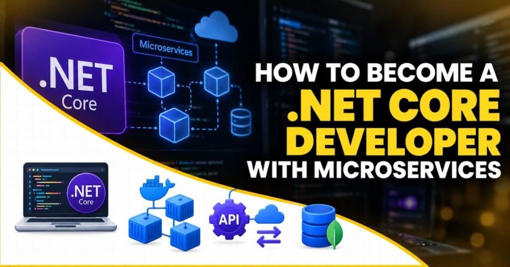 .NET Core Developer with Microservices career guide covering C#, APIs, services, Docker and interview preparation. | FLM | FrontlinesEduTech |