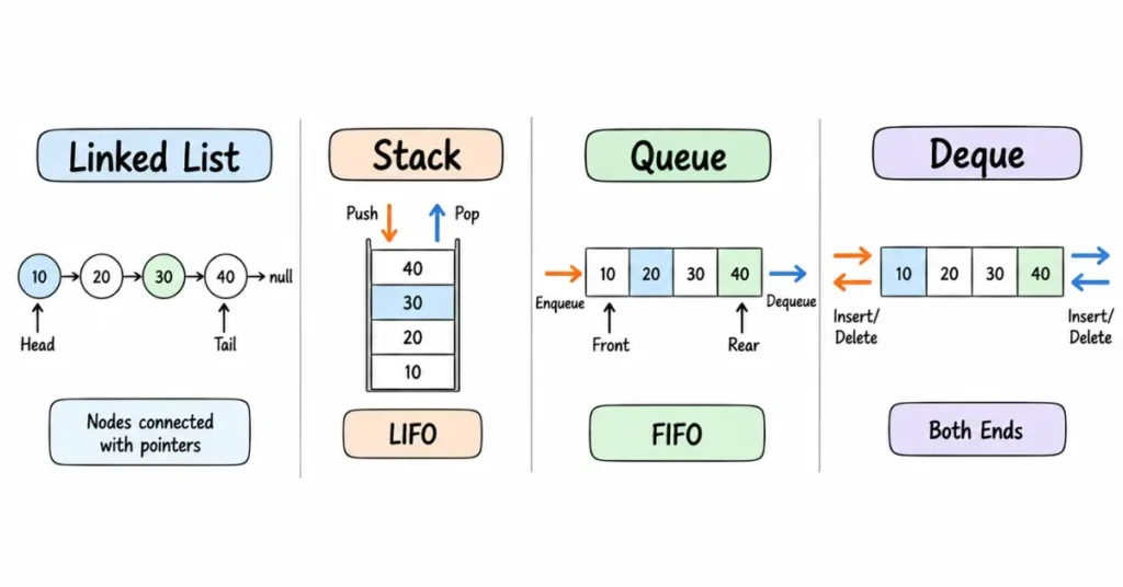 Java linked lists stacks queues