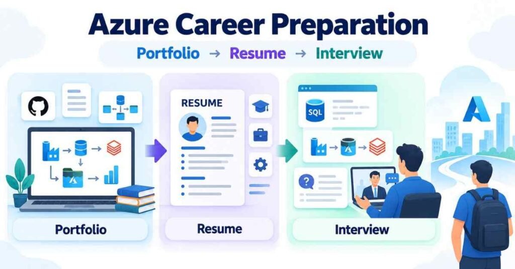 Cloud data career preparation showing portfolio, resume, projects and interview practice. | FLM | FrontlinesEduTech |