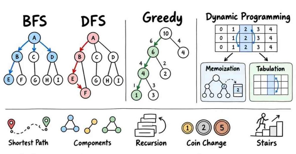 Python graphs BFS DFS greedy algorithms and dynamic programming