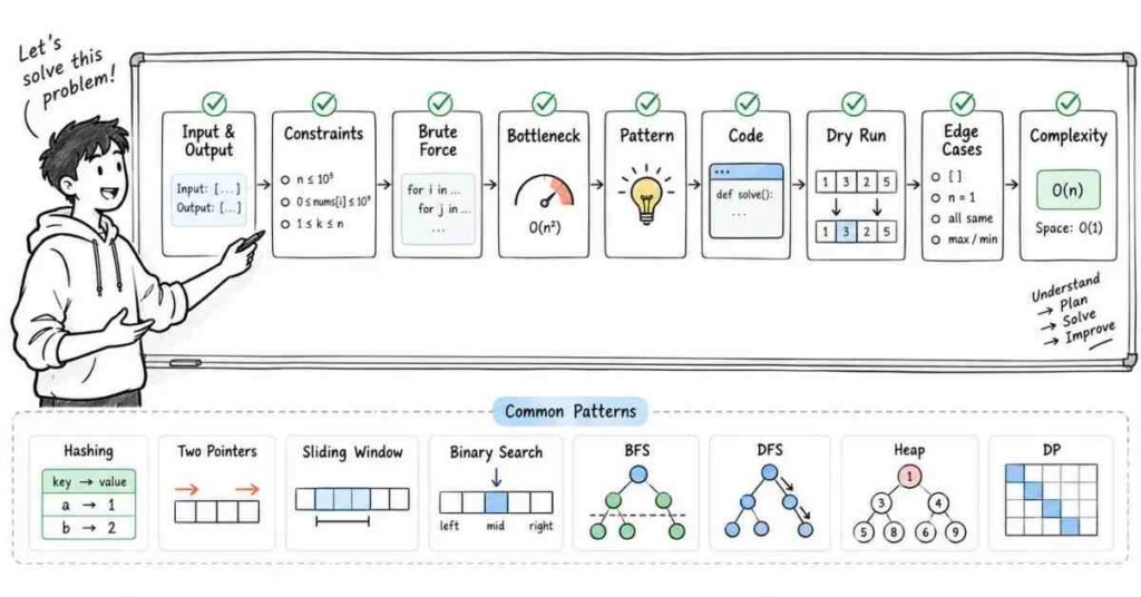 Python coding interview problem-solving strategy and DSA patterns
