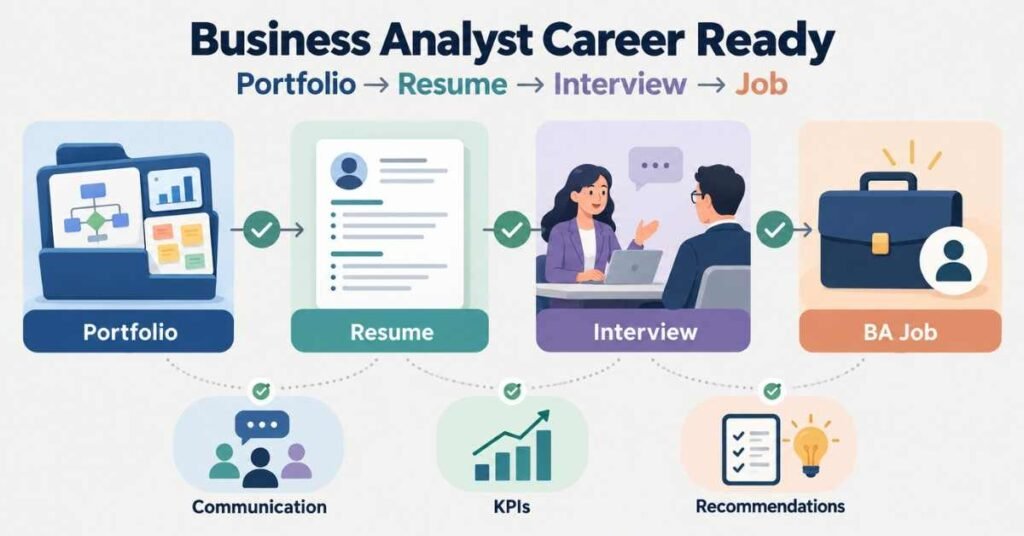 Business Analyst career preparation with portfolio, resume, interview and job application stages. | FLM | FrontlinesEduTech |